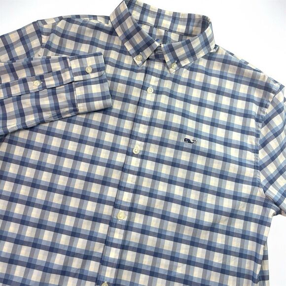 Vineyard Vines On The Go Performance Shirt Blue Check Boys XL 18 (14-16 years) - Picture 2 of 7